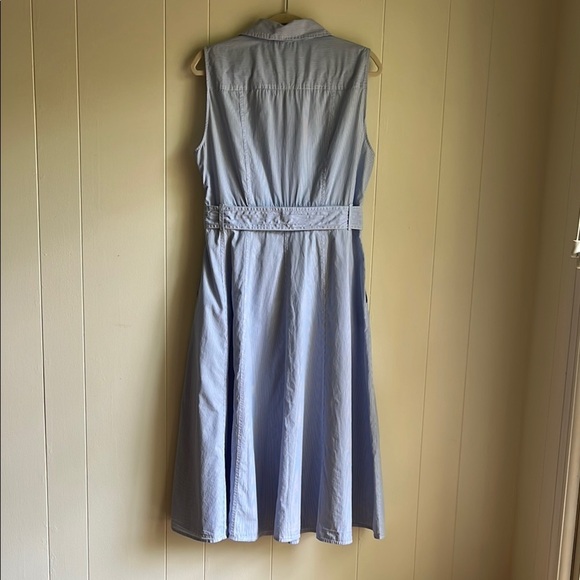 Tommy Hilfiger Blue & White Stripe Sleeveless V-Neck Collar Midi Dress Sz Lg - Picture 11 of 16